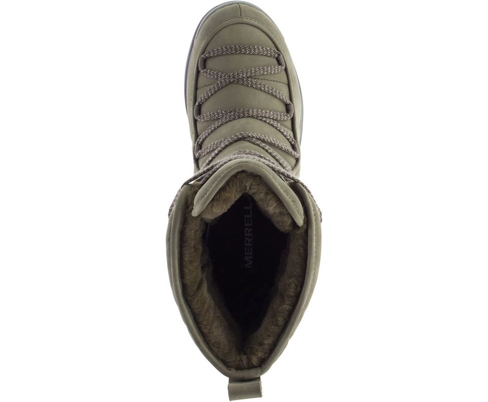 Merrell Boots Olive - Snowcreek Cozy Leather Polar Waterproof - Womens 41IRHMJEY